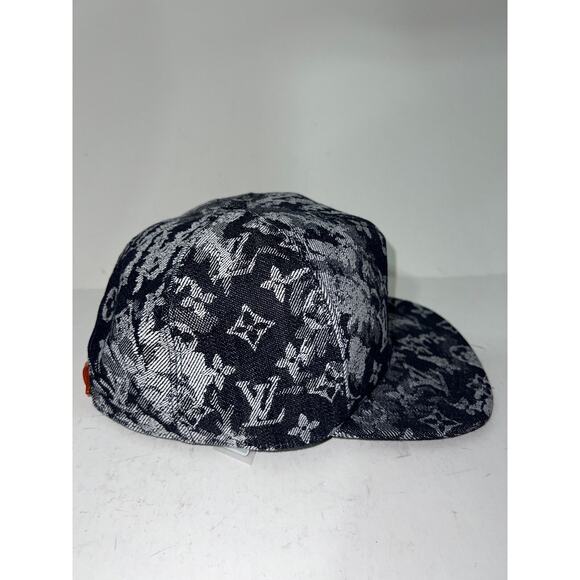 Louis Vuitton Monogram Tapestry Blue Grey LV Logo Sun Cap Baseball Hat 58cm - Picture 4 of 9